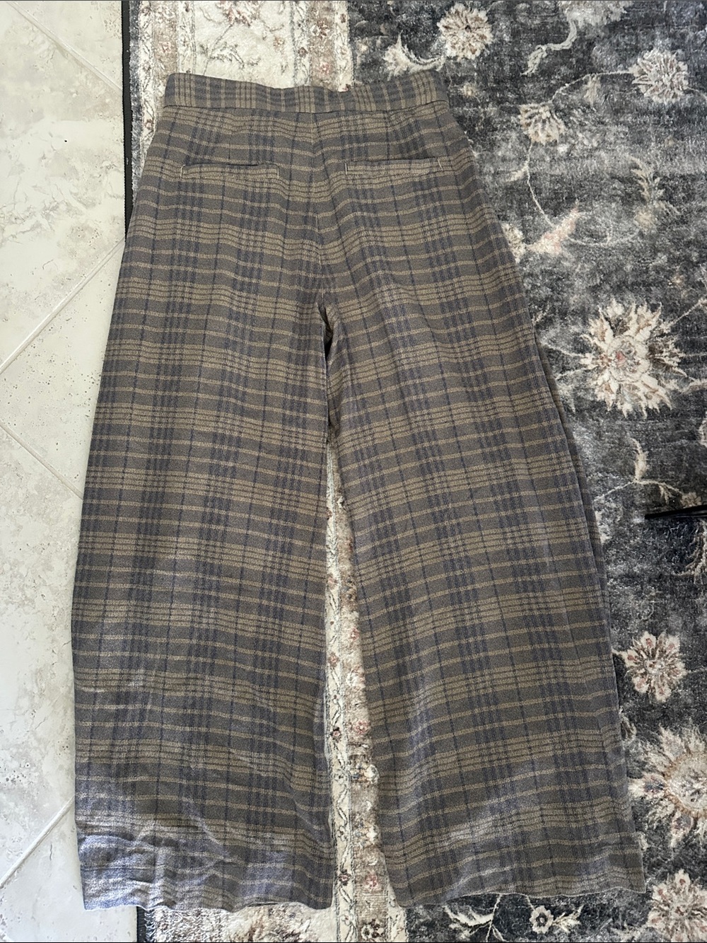 Free People Tegan Barrel Wide Leg Plaid Trousers - Picture 10 of 11